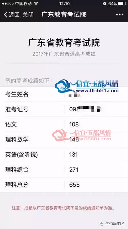 2017��㶫ʡ�߿�¼ȡ������Ȩ������ ��˵��������߷�655��